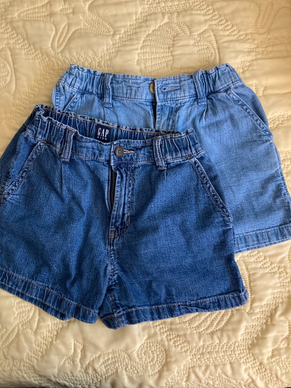 GAP Girls 2 pairs size 8 Denim Shorts in Dark Blue and Light Blue